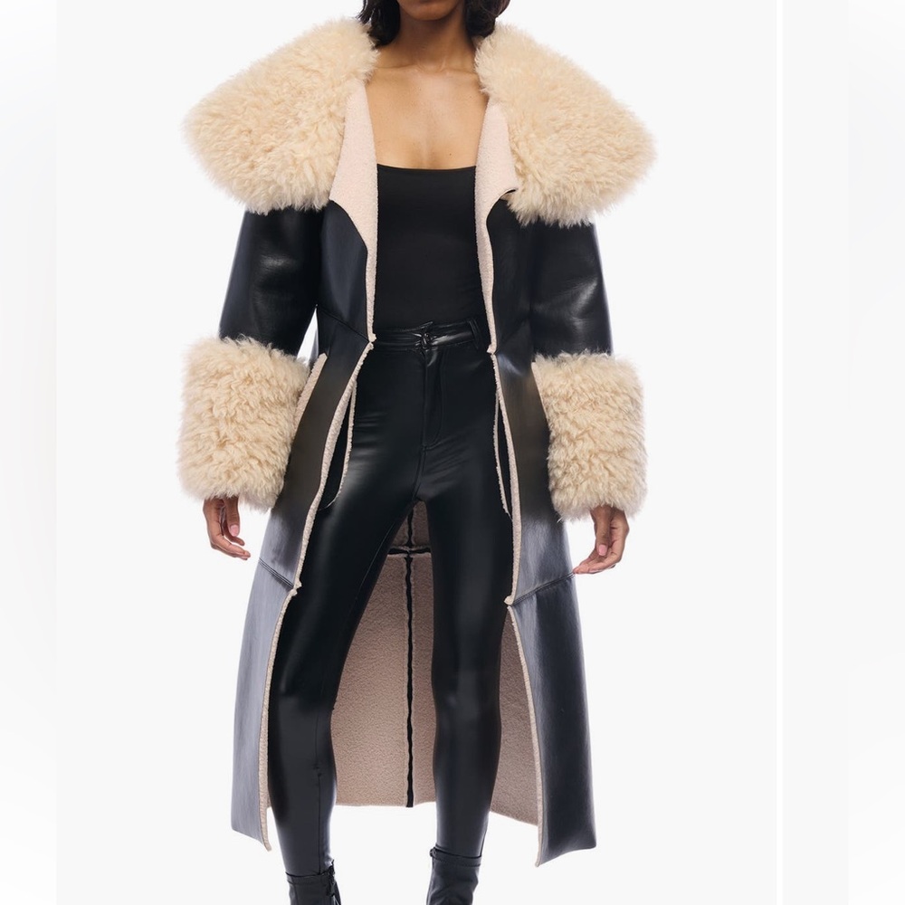 Elegant Black and Cream Teddy Jacket